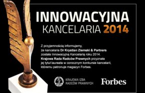 Nasz klient z&nbsp;tytułem INNOWACYJNA KANCELARIA 2014